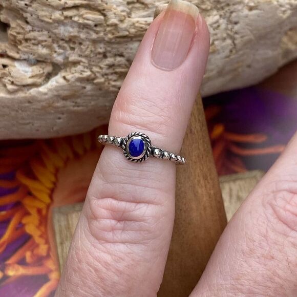 Lapis Bali Style Sterling Silver Toe Ring Midi Ring - Picture 4 of 4